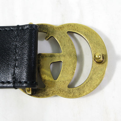 GUCCI | グッチ ダブルG レザーベルト / GGマーモント サイズ：80・32 ベルト 795527 0AAAR ブラック×ゴールド系【三重本店】