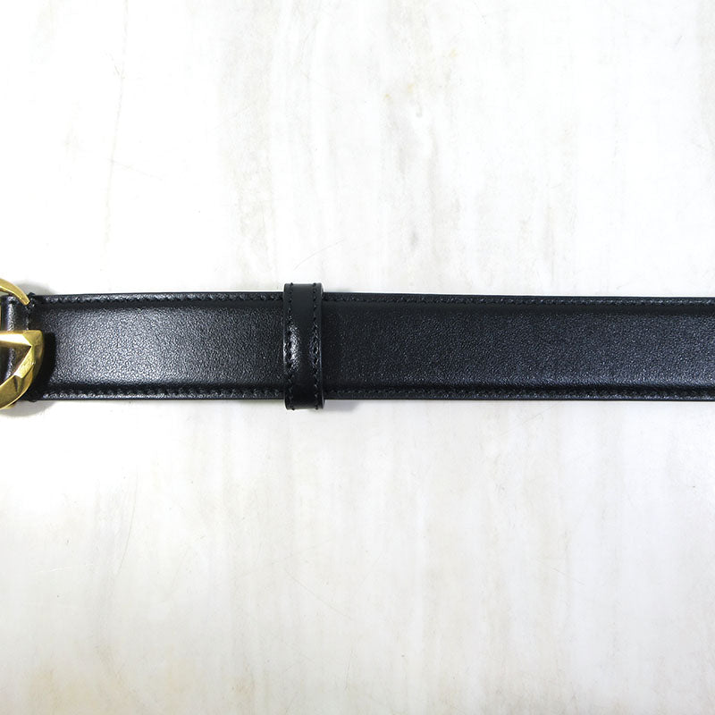 GUCCI | グッチ ダブルG レザーベルト / GGマーモント サイズ：80・32 ベルト 795527 0AAAR ブラック×ゴールド系【三重本店】