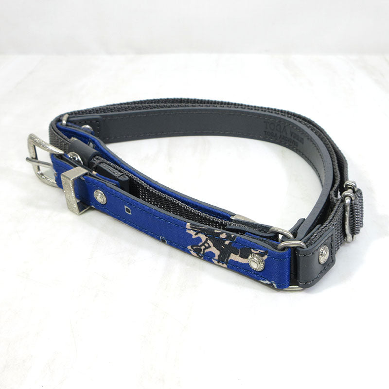 TOGA VIRILIS | トーガヴィリリース Leather Nylon Belt レザーナイロンベルト ベルト ブルー系×グレー系【三重本店】