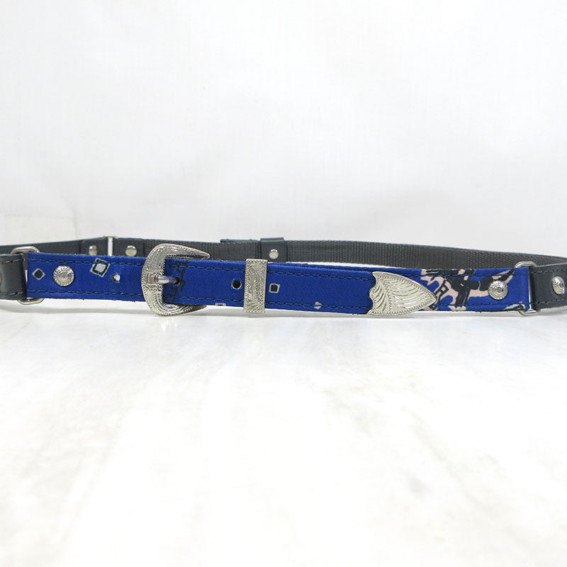 TOGA VIRILIS | トーガヴィリリース Leather Nylon Belt レザーナイロンベルト ベルト ブルー系×グレー系【三重本店】