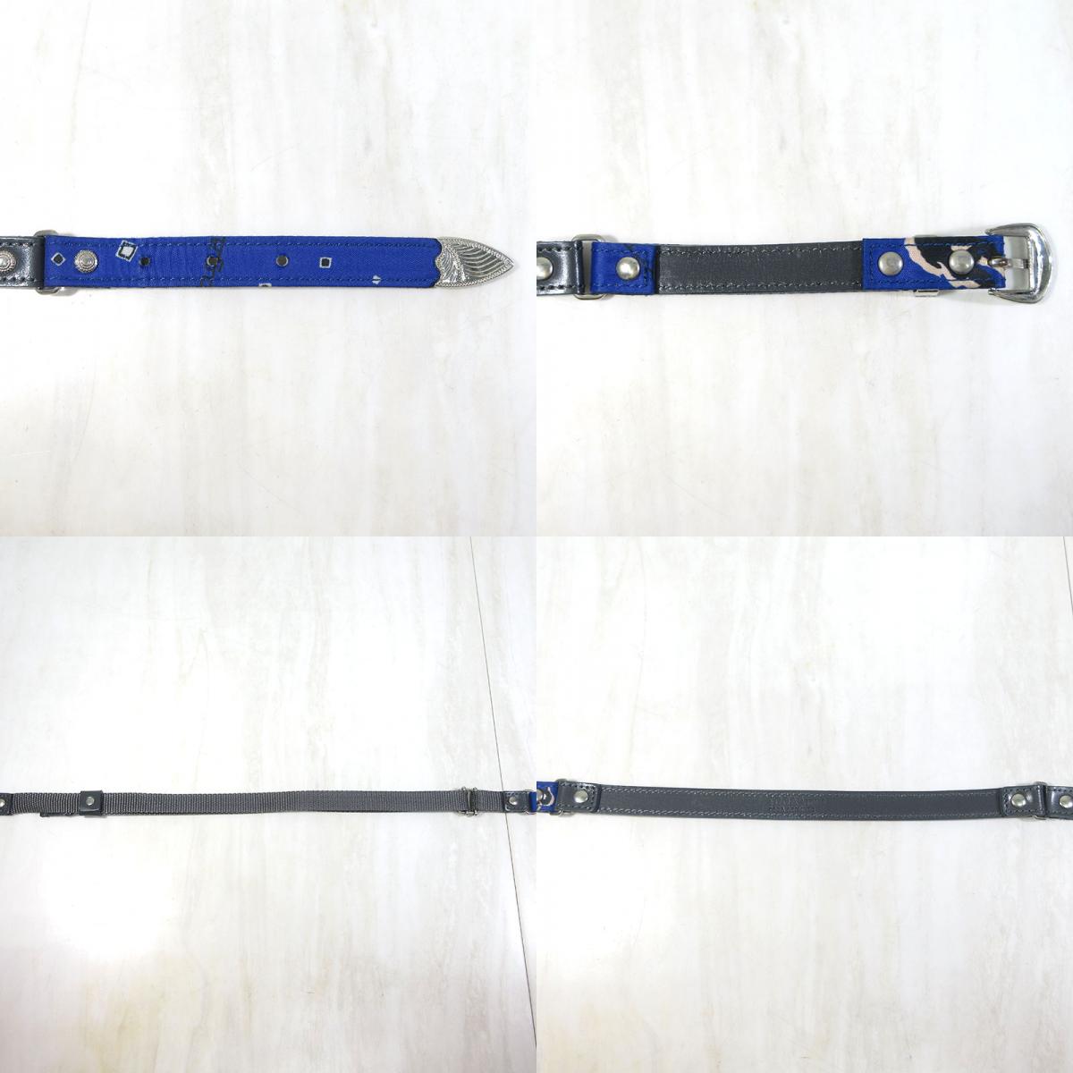 TOGA VIRILIS | トーガヴィリリース Leather Nylon Belt レザーナイロンベルト ベルト ブルー系×グレー系【三重本店】
