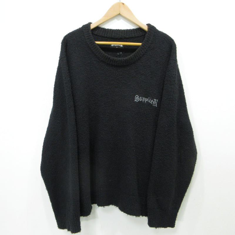 SUPPLIER | サプライヤー Glitter Cross Shaggy Knit シャギークルーニット ニット ブラック サイズ：M【三重本店】