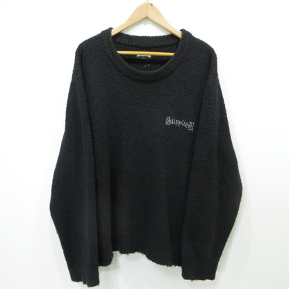 SUPPLIER | サプライヤー Glitter Cross Shaggy Knit シャギークルーニット ニット ブラック サイズ：M【三重本店】