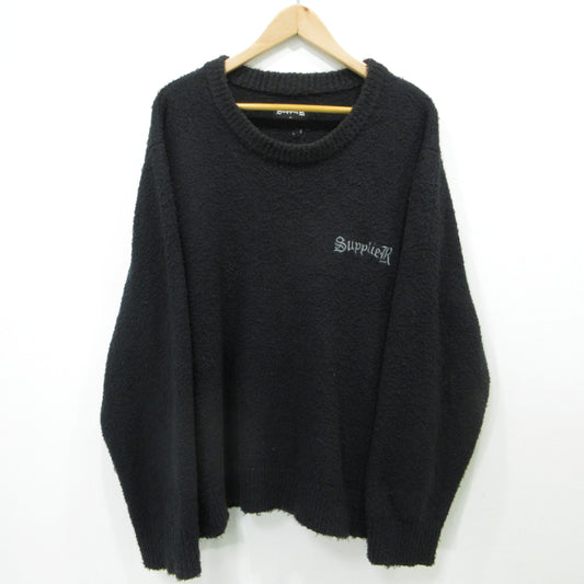 SUPPLIER | サプライヤー Glitter Cross Shaggy Knit シャギークルーニット ニット ブラック サイズ：M【三重本店】