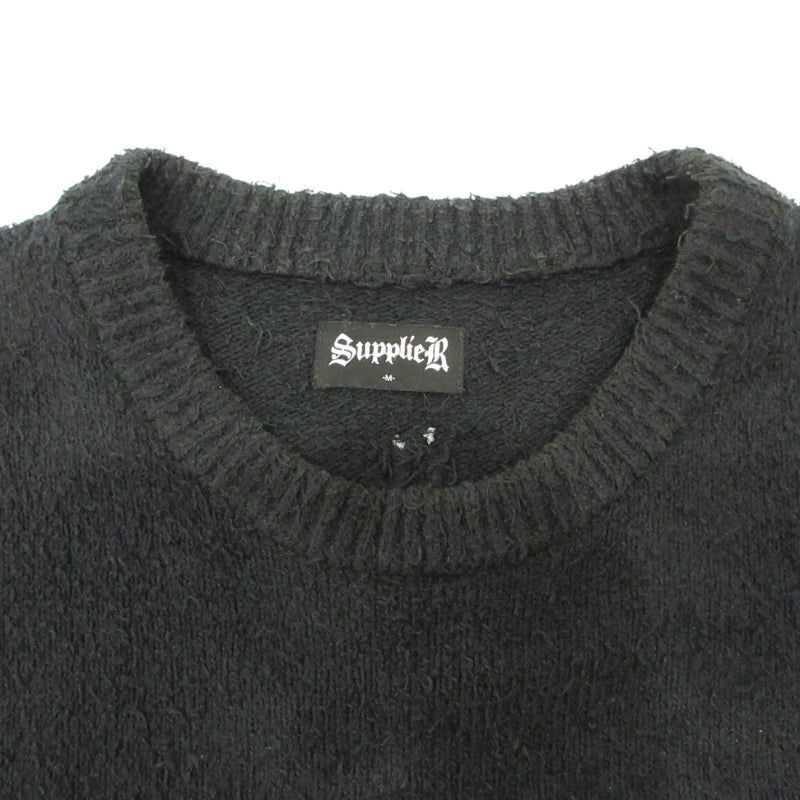 SUPPLIER | サプライヤー Glitter Cross Shaggy Knit シャギークルーニット ニット ブラック サイズ：M【三重本店】
