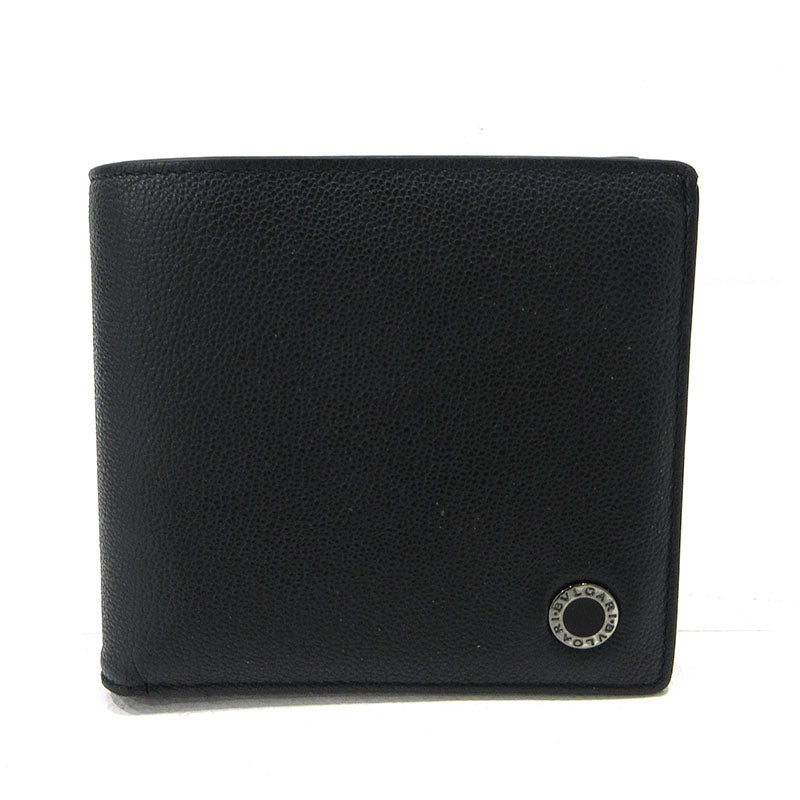 BVLGARI | ブルガリ カーフスキン 二つ折り財布 291158 ブラック【三重本店】