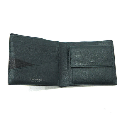 BVLGARI | ブルガリ カーフスキン 二つ折り財布 291158 ブラック【三重本店】