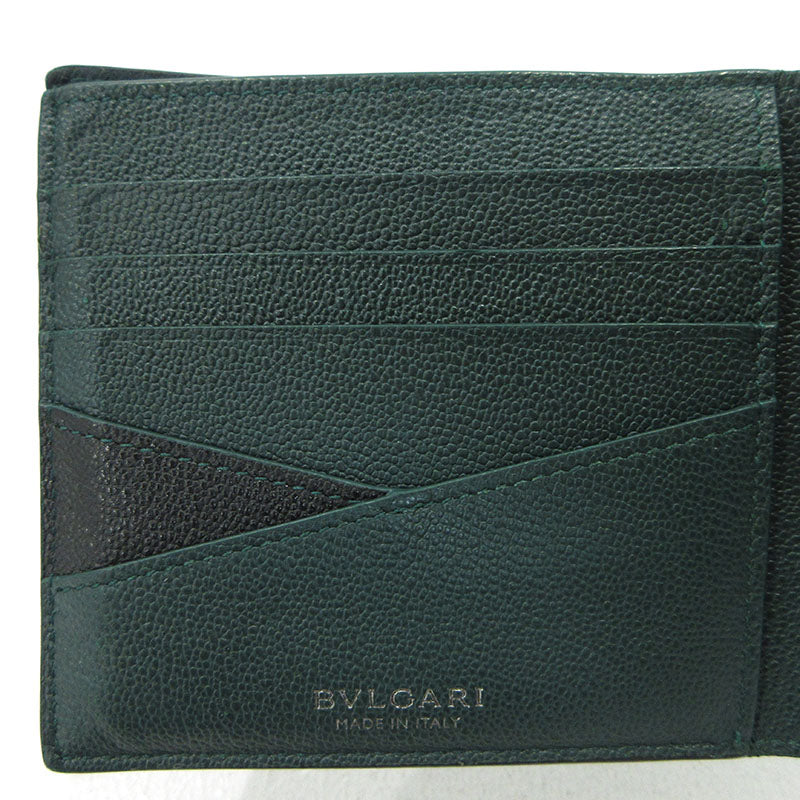 BVLGARI | ブルガリ カーフスキン 二つ折り財布 291158 ブラック【三重本店】