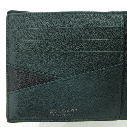 BVLGARI | ブルガリ カーフスキン 二つ折り財布 291158 ブラック【三重本店】