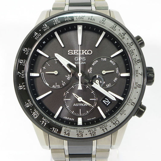 SEIKO | セイコー ASTRON アストロン 5Xシリーズ デュアルタイム 腕時計 SBXC011 多針アナログ表示 ソーラー電波時計 ブラック×グレー×シルバー【三重本店】