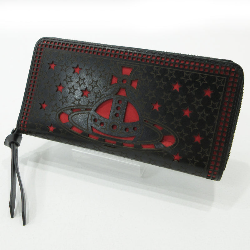 Vivienne Westwood | ヴィヴィアンウエストウッド LASER CUT LEATHER レーザー カット レザー 長財布 ブラック【三重本店】