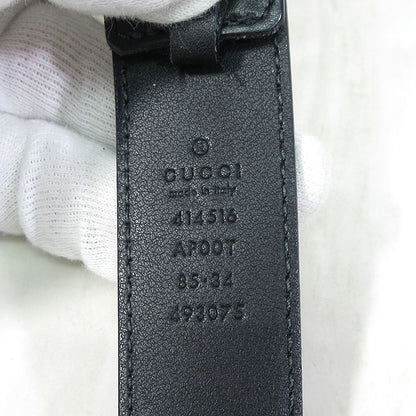 GUCCI | グッチ ダブルG レザーベルト / GGマーモント サイズ：85・34 ベルト 414516 AP00T ブラック×ゴールド系【三重本店】