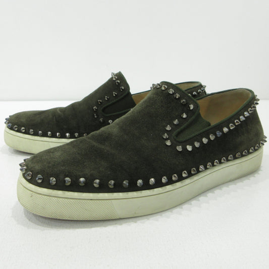 Christian Louboutin | クリスチャンルブタン Pik Boat スパイクスタッズ スリッポン カーキグリーン【三重本店】