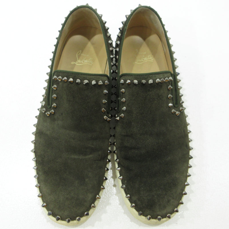 Christian Louboutin | クリスチャンルブタン Pik Boat スパイクスタッズ スリッポン カーキグリーン【三重本店】