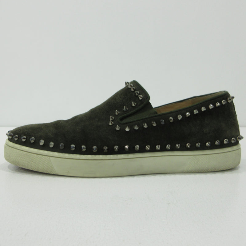 Christian Louboutin | クリスチャンルブタン Pik Boat スパイクスタッズ スリッポン カーキグリーン【三重本店】