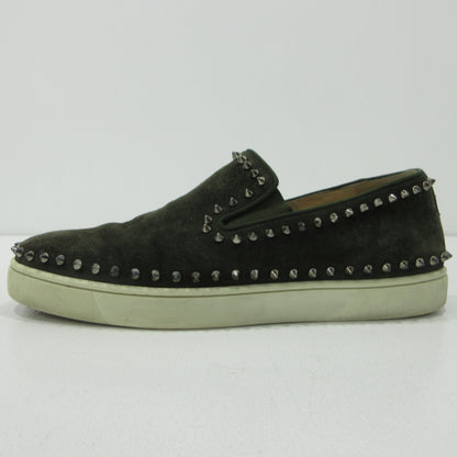 Christian Louboutin | クリスチャンルブタン Pik Boat スパイクスタッズ スリッポン カーキグリーン【三重本店】
