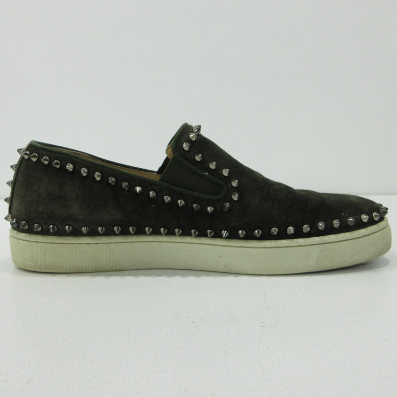 Christian Louboutin | クリスチャンルブタン Pik Boat スパイクスタッズ スリッポン カーキグリーン【三重本店】