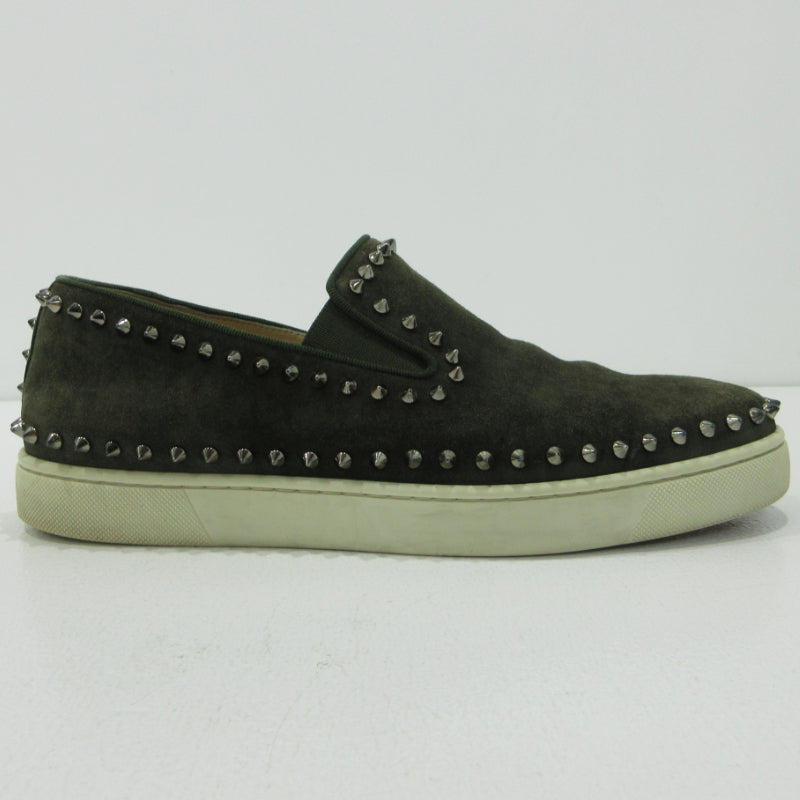 Christian Louboutin | クリスチャンルブタン Pik Boat スパイクスタッズ スリッポン カーキグリーン【三重本店】