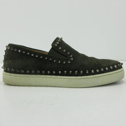 Christian Louboutin | クリスチャンルブタン Pik Boat スパイクスタッズ スリッポン カーキグリーン【三重本店】
