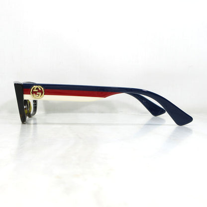 GUCCI | グッチ スクエアシェイプ 伊達眼鏡 メガネフレーム デモレンズ / インターロッキングG トリコロール サイズ：48□15-145 メガネ GG0277O 006 ブラウン系×ネイビー系など【三重本店】