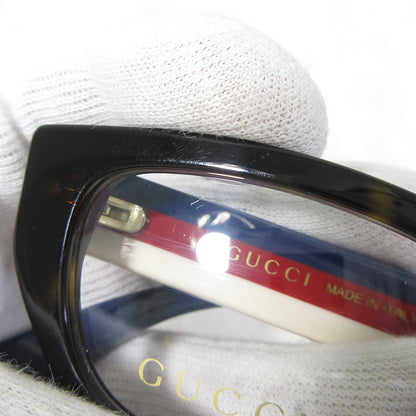 GUCCI | グッチ スクエアシェイプ 伊達眼鏡 メガネフレーム デモレンズ / インターロッキングG トリコロール サイズ：48□15-145 メガネ GG0277O 006 ブラウン系×ネイビー系など【三重本店】