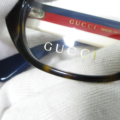 GUCCI | グッチ スクエアシェイプ 伊達眼鏡 メガネフレーム デモレンズ / インターロッキングG トリコロール サイズ：48□15-145 メガネ GG0277O 006 ブラウン系×ネイビー系など【三重本店】