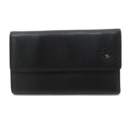 CHANEL | シャネル カメリア 三つ折り 長財布 ブラック【三重本店】