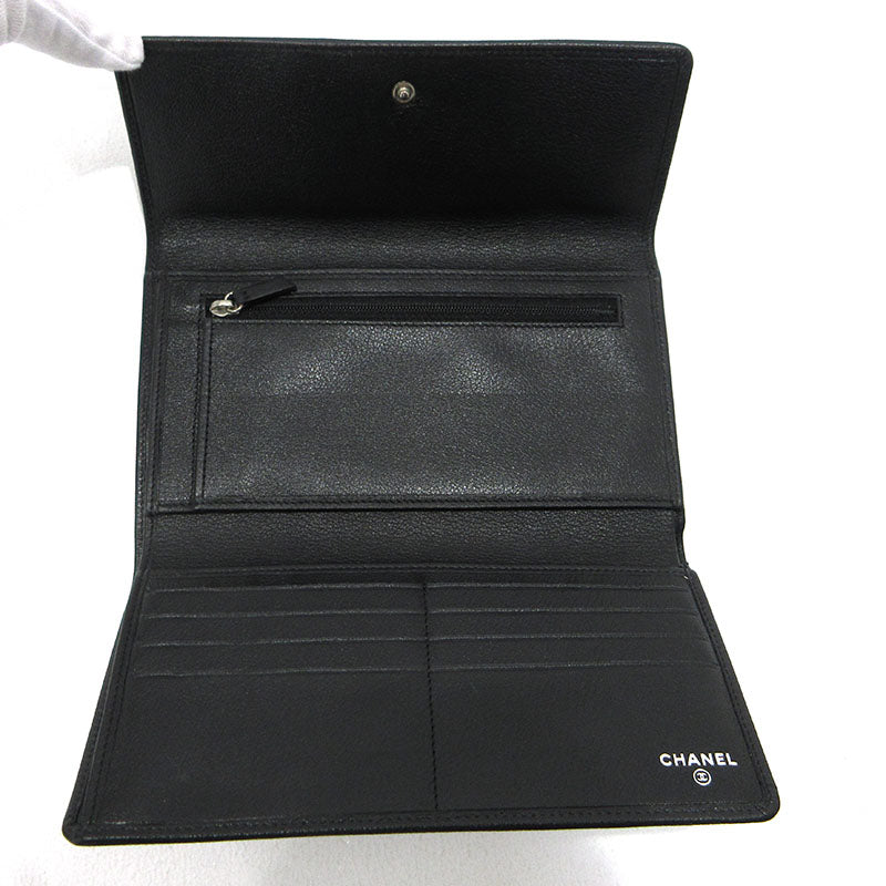CHANEL | シャネル カメリア 三つ折り 長財布 ブラック【三重本店】