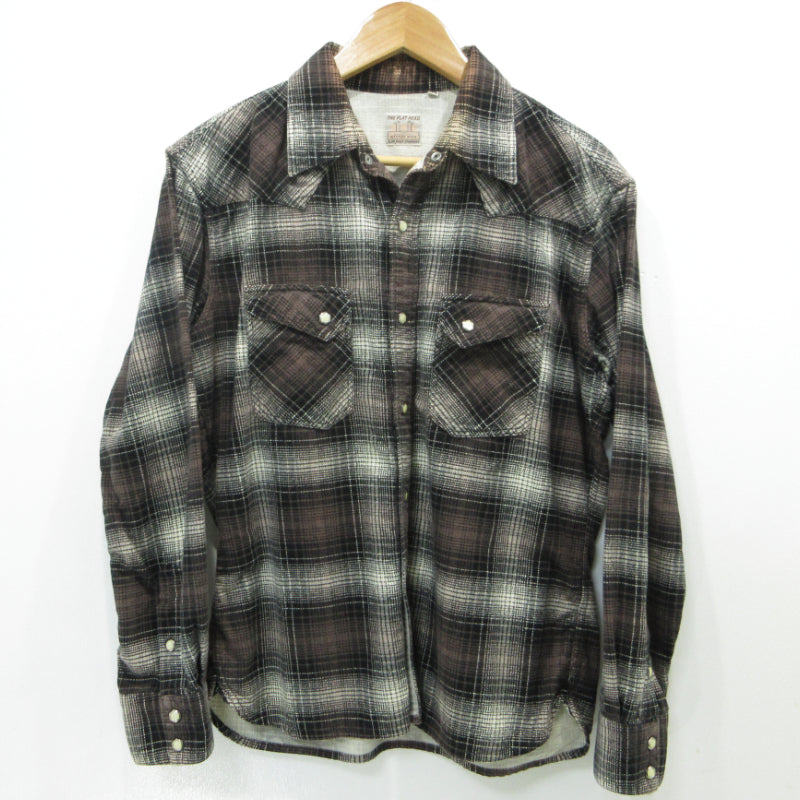 THE FLAT HEAD | ザフラットヘッド チェック柄 フランネルウエスタンシャツ 長袖シャツ ブラウン サイズ：40【三重本店】