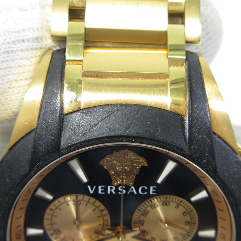 VERSACE | ヴェルサーチ VEM8 CHARACTER CHRONO キャラクタークロノ / メデューサ クロノグラフ 腕時計 多針アナログ表示 クオーツ ゴールド系×ブラック【三重本店】