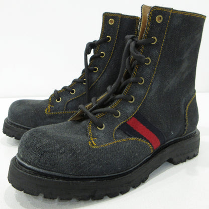 GUCCI | グッチ サイドジップ シェリーライン Clerc Denim クレール デニム ブーツ 761989 ネイビー【三重本店】