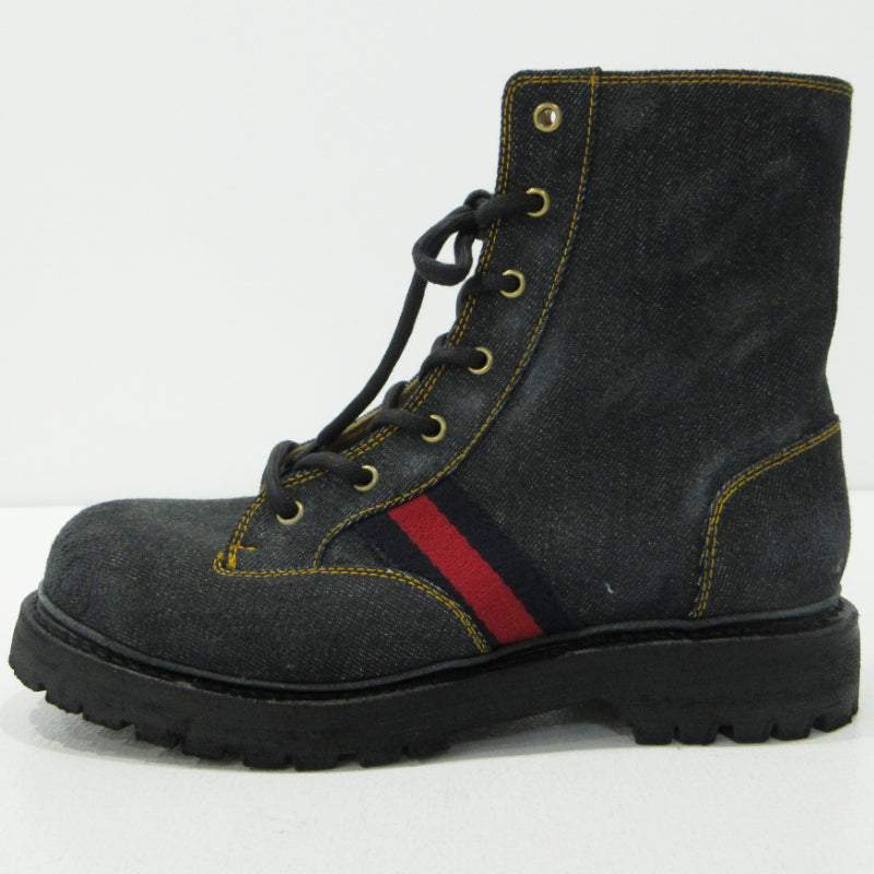 GUCCI | グッチ サイドジップ シェリーライン Clerc Denim クレール デニム ブーツ 761989 ネイビー【三重本店】