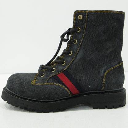 GUCCI | グッチ サイドジップ シェリーライン Clerc Denim クレール デニム ブーツ 761989 ネイビー【三重本店】