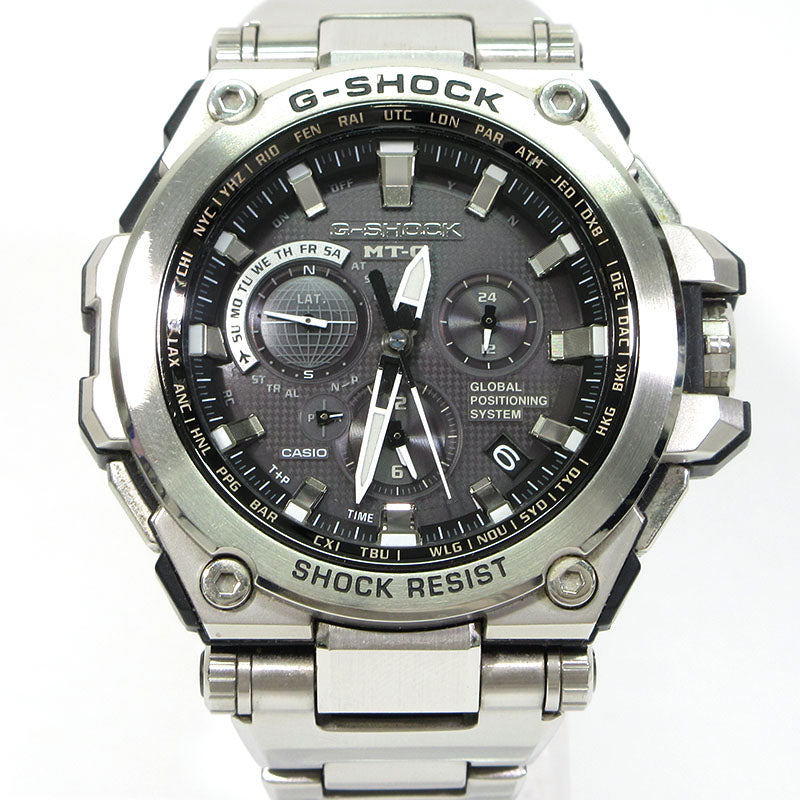 CASIO | カシオ G-SHOCK MT-G GPSハイブリッド電波ソーラー 腕時計 MTG-G1000D-1AJF 多針アナログ表示 タフソーラー電波時計 ブラック×シルバー【三重本店】