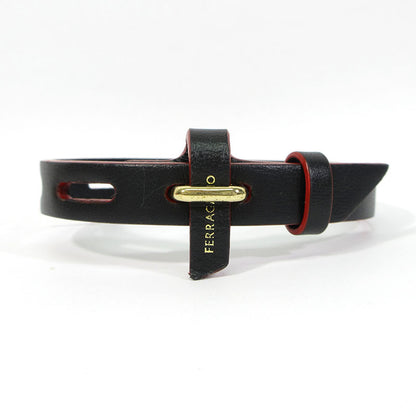 Salvatore Ferragamo | サルヴァトーレフェラガモ レザーブレスレット ブレスレット 0764613 ブラック×レッド【三重本店】
