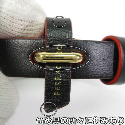 Salvatore Ferragamo | サルヴァトーレフェラガモ レザーブレスレット ブレスレット 0764613 ブラック×レッド【三重本店】