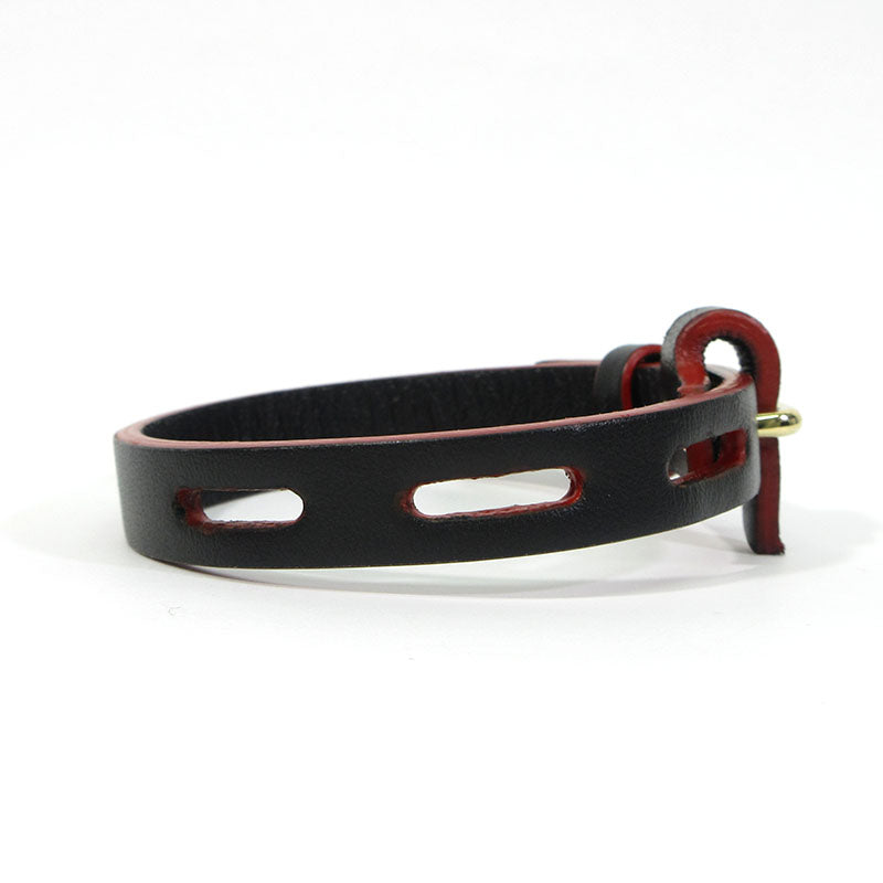 Salvatore Ferragamo | サルヴァトーレフェラガモ レザーブレスレット ブレスレット 0764613 ブラック×レッド【三重本店】