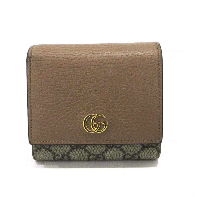 GUCCI | グッチ GGマーモント ダブルG 二つ折り財布 598587 ブラウン【三重本店】