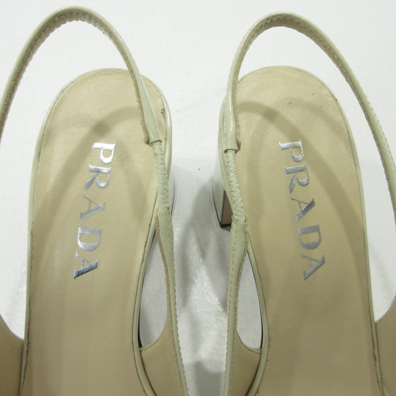 PRADA | プラダ スリングバックパンプス パンプス ホワイト 23.5cm【三重本店】