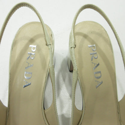 PRADA | プラダ スリングバックパンプス パンプス ホワイト 23.5cm【三重本店】