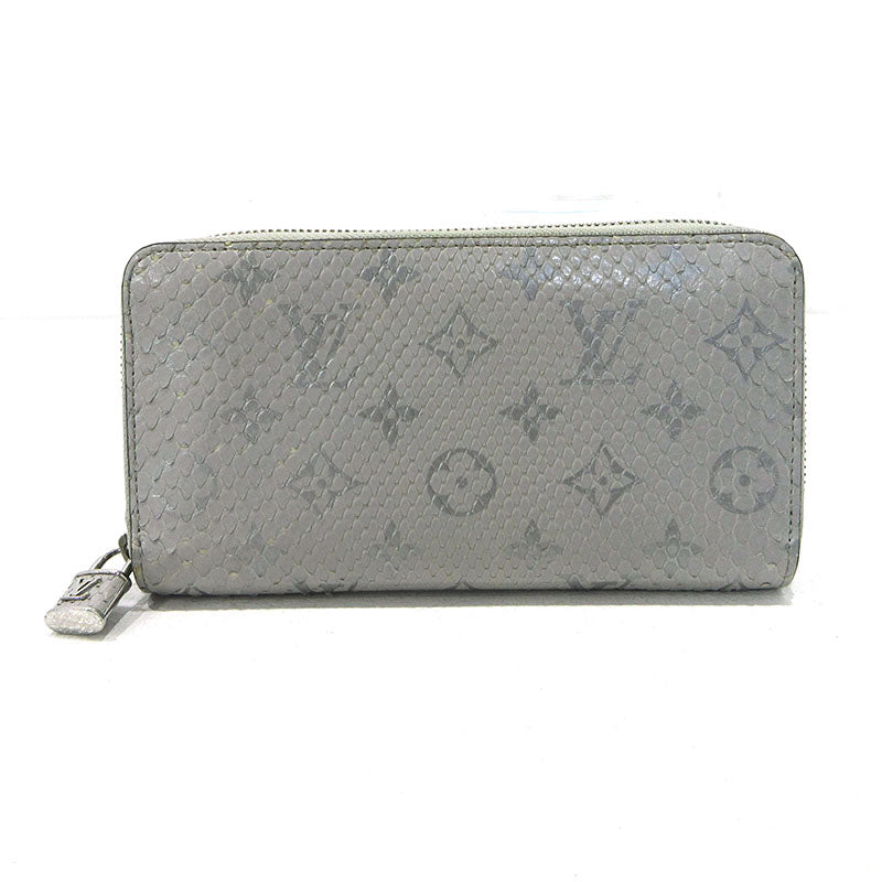 LOUIS VUITTON | ルイ・ヴィトン ジッピーウォレット エキゾチックパイソン 長財布 N87182 グレー×シルバー【三重本店】