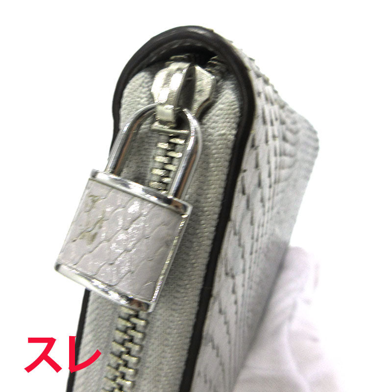 LOUIS VUITTON | ルイ・ヴィトン ジッピーウォレット エキゾチックパイソン 長財布 N87182 グレー×シルバー【三重本店】
