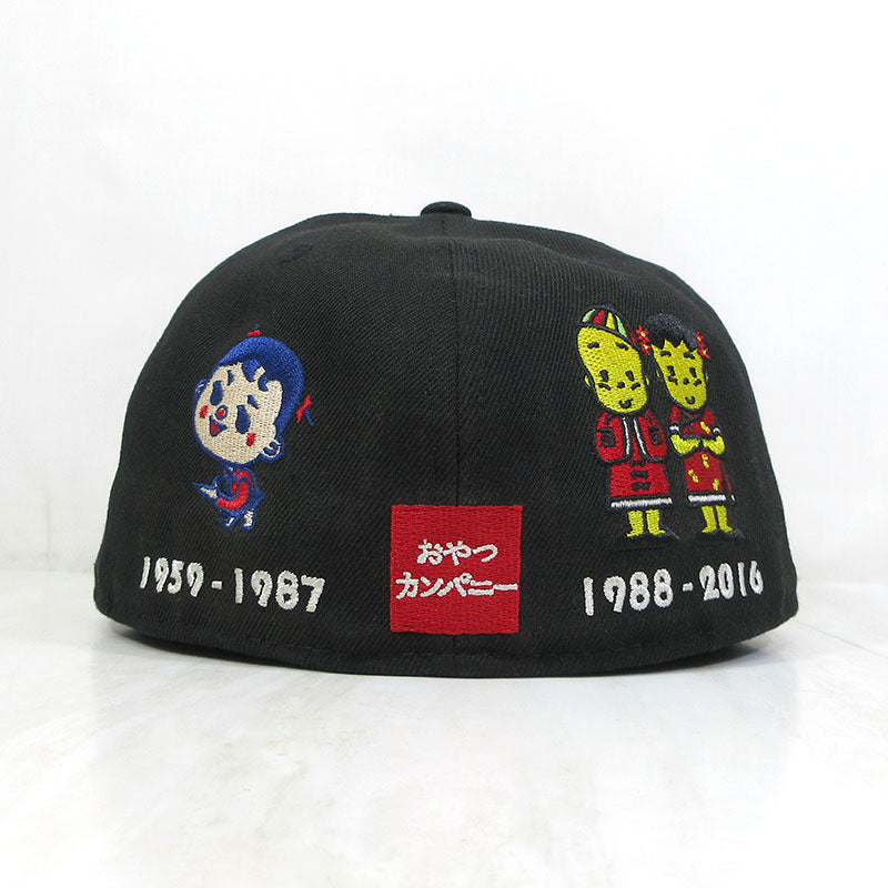 NEW ERA | ニューエラ 7 3/8 (58.7cm) ×おやつカンパニー ベビースターラーメン 59FIFTY / ロゴ＆キャラクター刺繍 ベビースターラーメンプリント キャップ キャップ ブラックなど【三重本店】