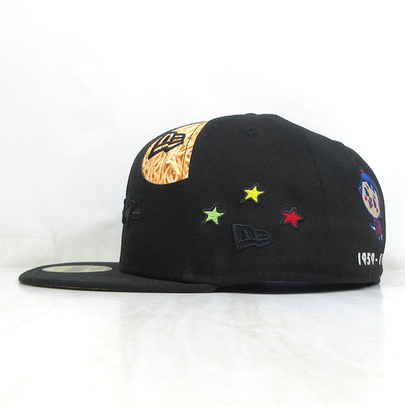 NEW ERA | ニューエラ 7 3/8 (58.7cm) ×おやつカンパニー ベビースターラーメン 59FIFTY / ロゴ＆キャラクター刺繍 ベビースターラーメンプリント キャップ キャップ ブラックなど【三重本店】