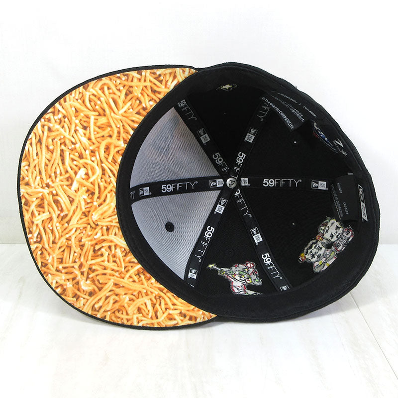 NEW ERA | ニューエラ 7 3/8 (58.7cm) ×おやつカンパニー ベビースターラーメン 59FIFTY / ロゴ＆キャラクター刺繍 ベビースターラーメンプリント キャップ キャップ ブラックなど【三重本店】
