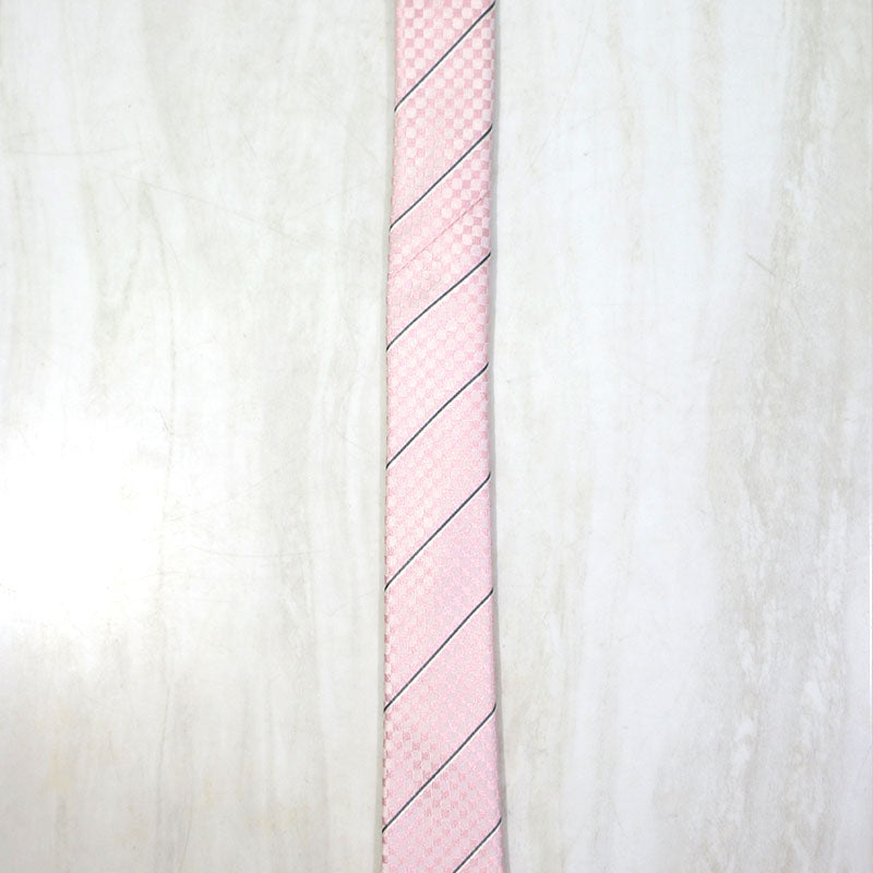 LOUIS VUITTON | ルイ・ヴィトン クラヴァット・エク 8CM / ダミエ・パターン ピンストライプ ネクタイ M78760 ローズペール(ピンク系)【三重本店】