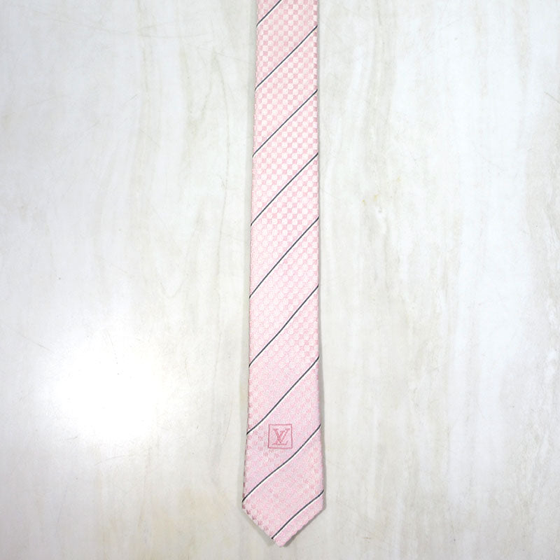 LOUIS VUITTON | ルイ・ヴィトン クラヴァット・エク 8CM / ダミエ・パターン ピンストライプ ネクタイ M78760 ローズペール(ピンク系)【三重本店】