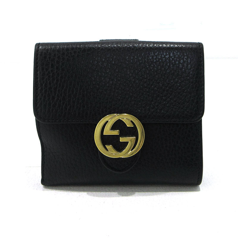 GUCCI | グッチ インターロッキングG 二つ折り財布 598167 ブラック【三重本店】