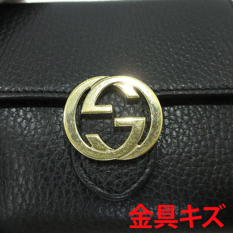 GUCCI | グッチ インターロッキングG 二つ折り財布 598167 ブラック【三重本店】