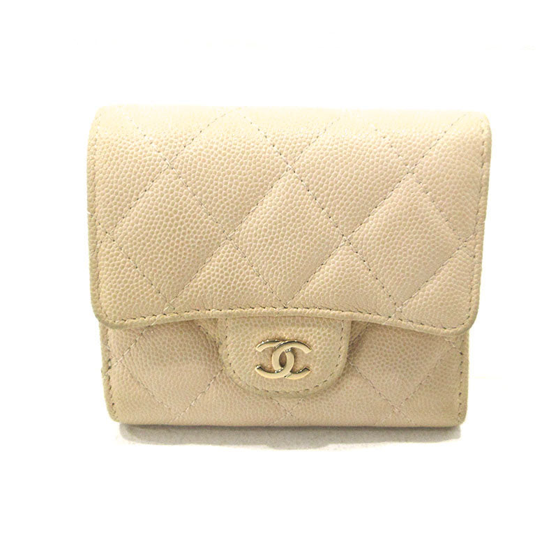CHANEL | シャネル キャビアスキン 三つ折り財布 ベージュ【三重本店】